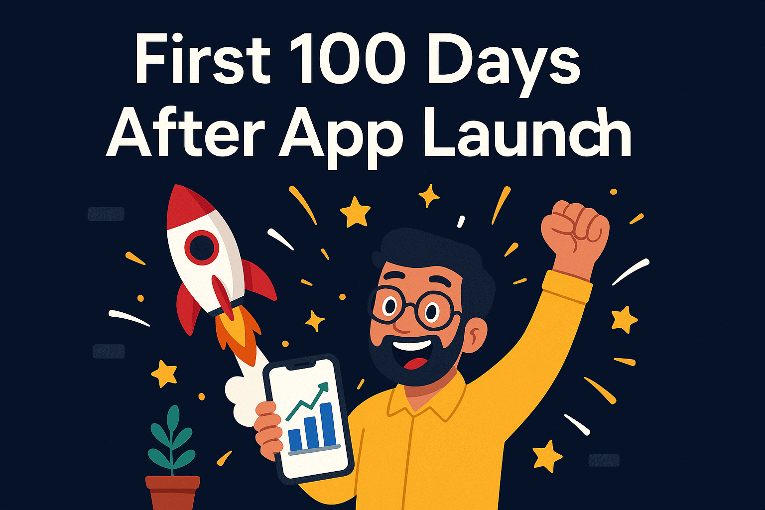 First 100 Days After App Launch — Startup Growth Milestone Cover by Ptolemay