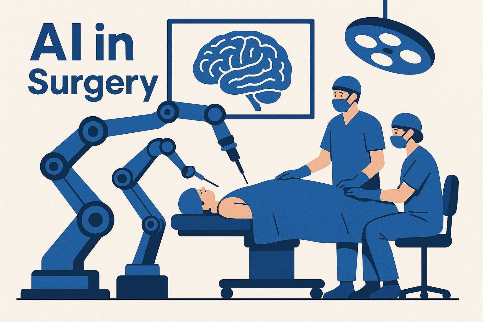 Robotic arm assisting surgeons in an AI-powered operating room, representing real-world AI impact