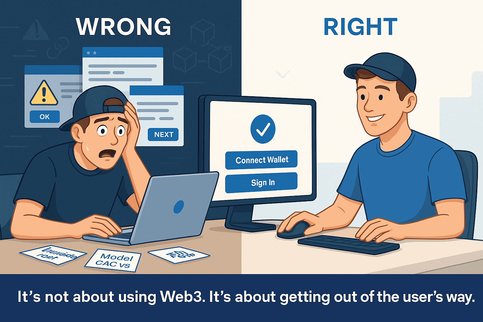 Startup founder frustrated with bad crypto UX vs happy with simple product design
