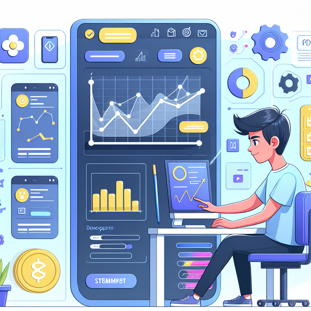 developer analyzing app performance metrics with graph on screen
