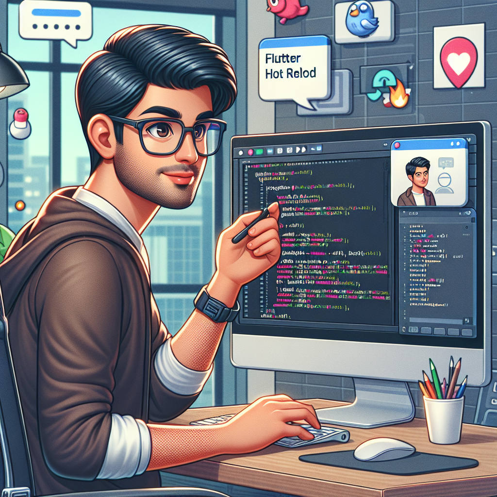 developer using Flutter hot reload feature during app development