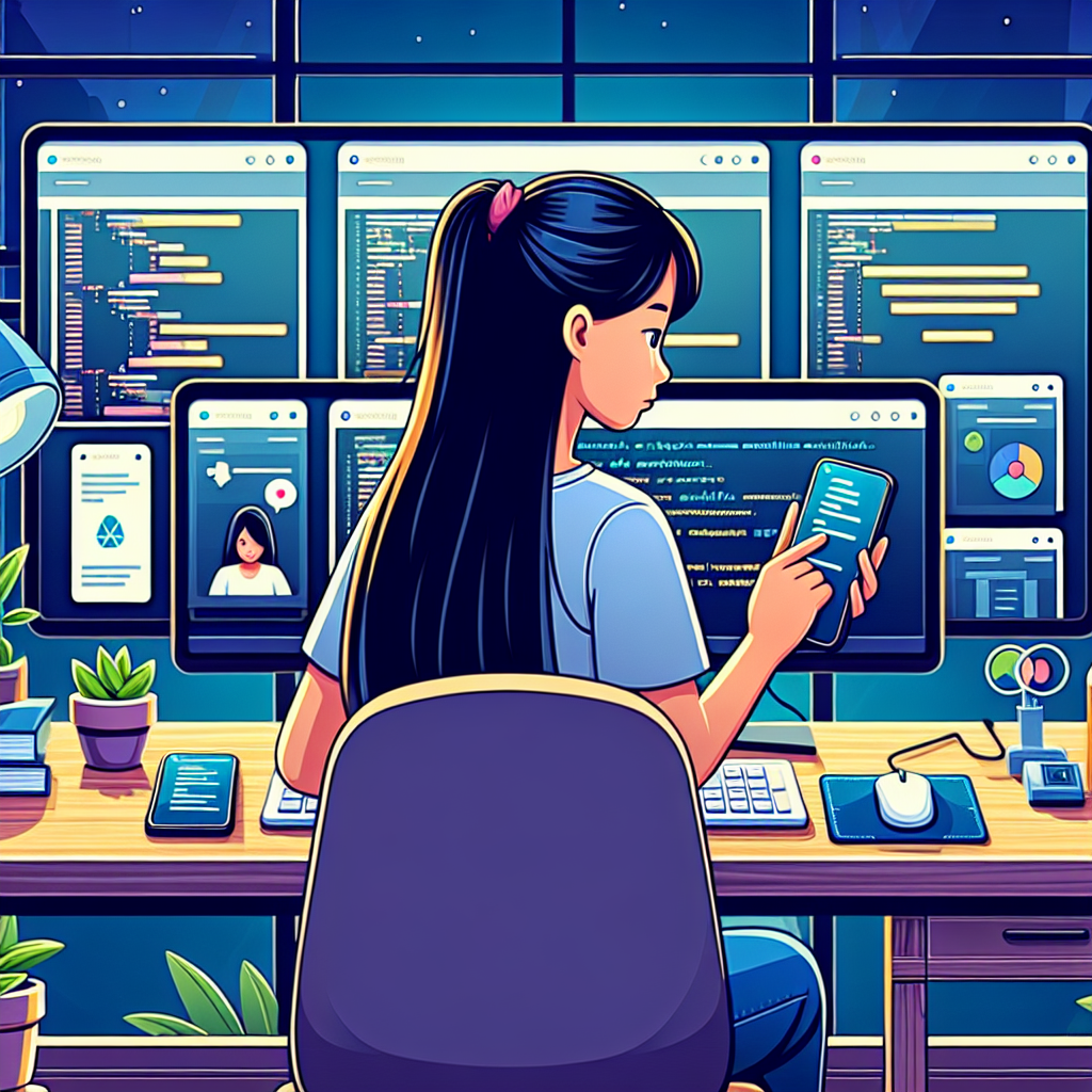 developer working on Flutter app with multiple screens visible