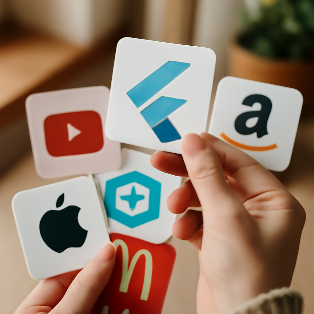 diverse app icons from famous brands utilizing Flutter technology