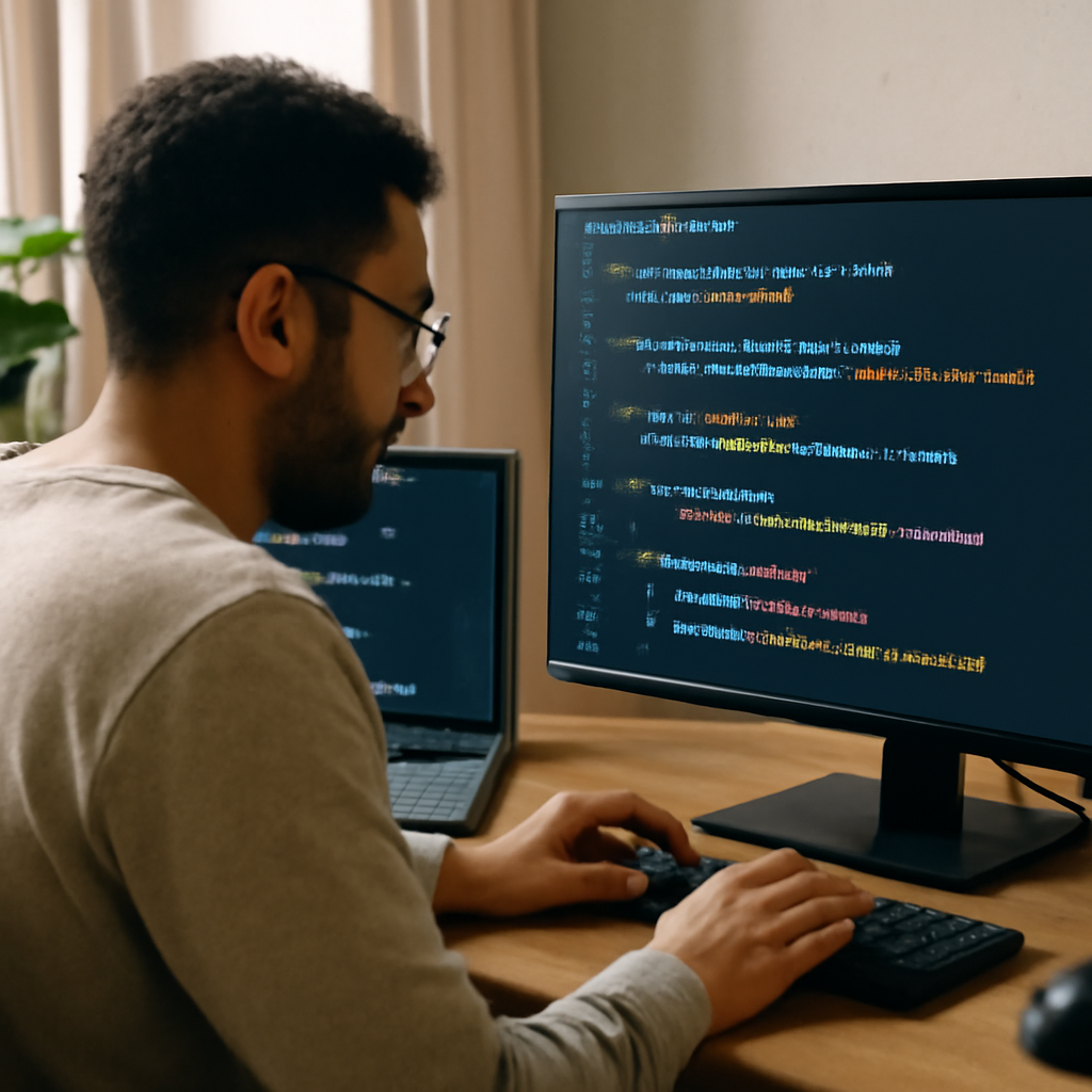 developer writing Dart code for Flutter app development
