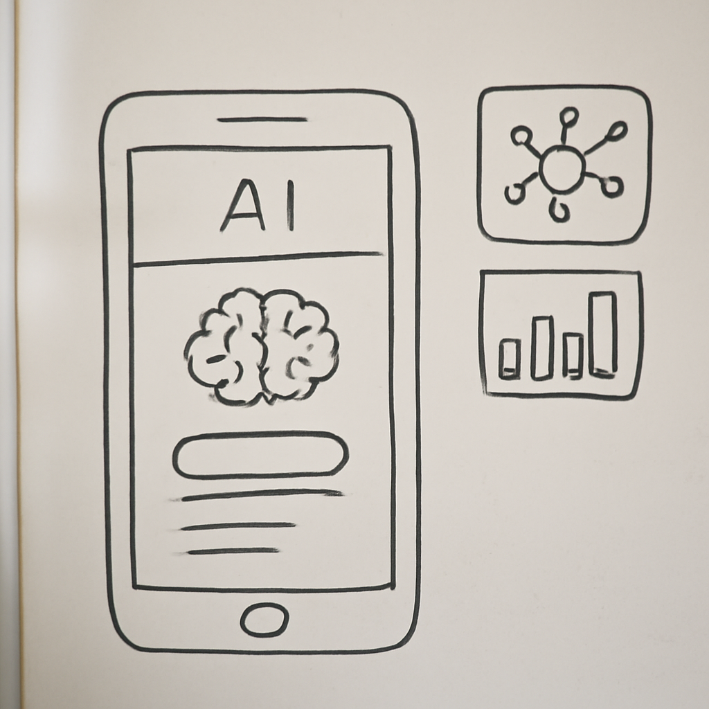 simple app design sketch on a whiteboard