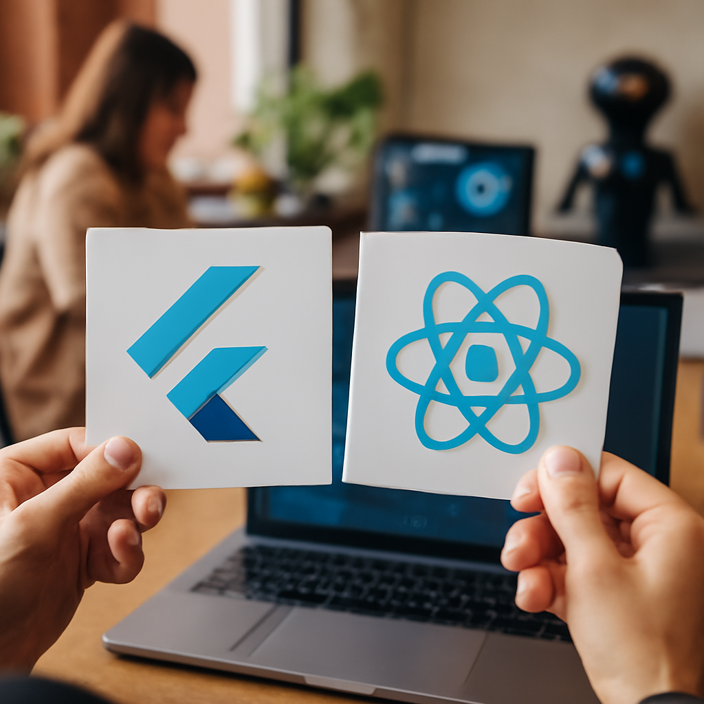 Flutter and React Native logos side by side for comparison