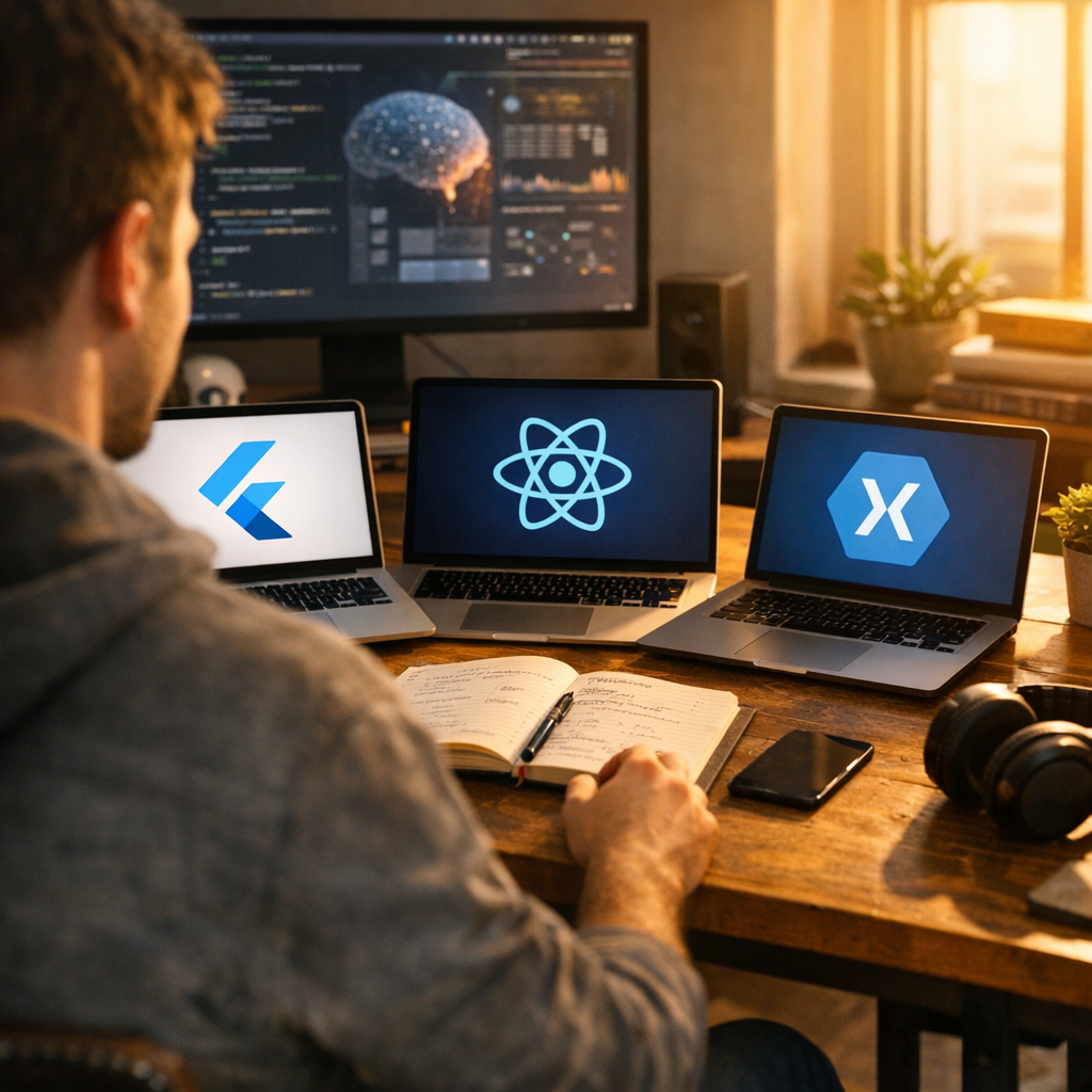 comparison of cross-platform app frameworks - Flutter, React Native, Xamarin