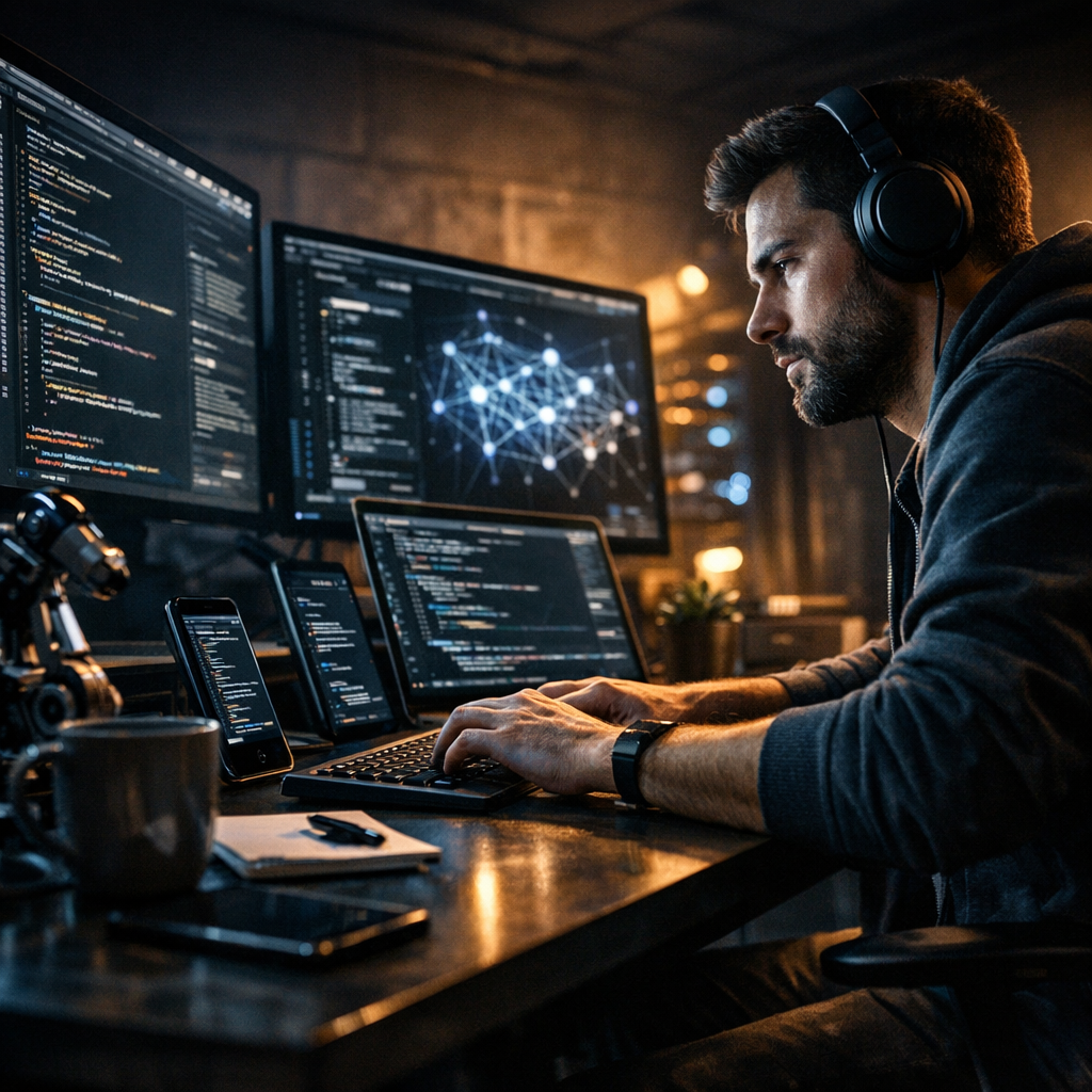 developer working on cross-platform app development project