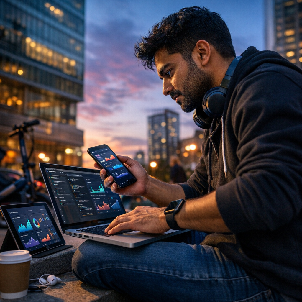 developer analyzing app performance with cross-platform tools