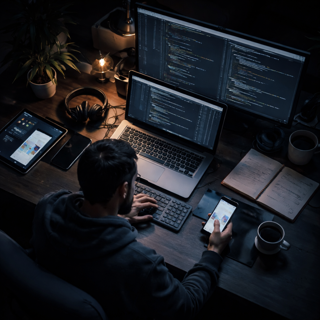 developer utilizing cross-platform mobile development tools