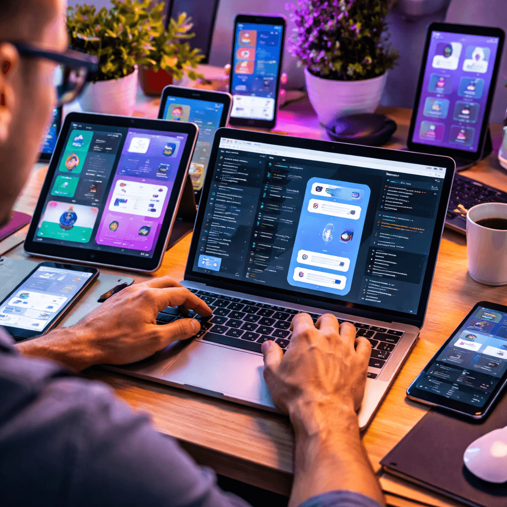 different types of mobile apps displayed on various devices