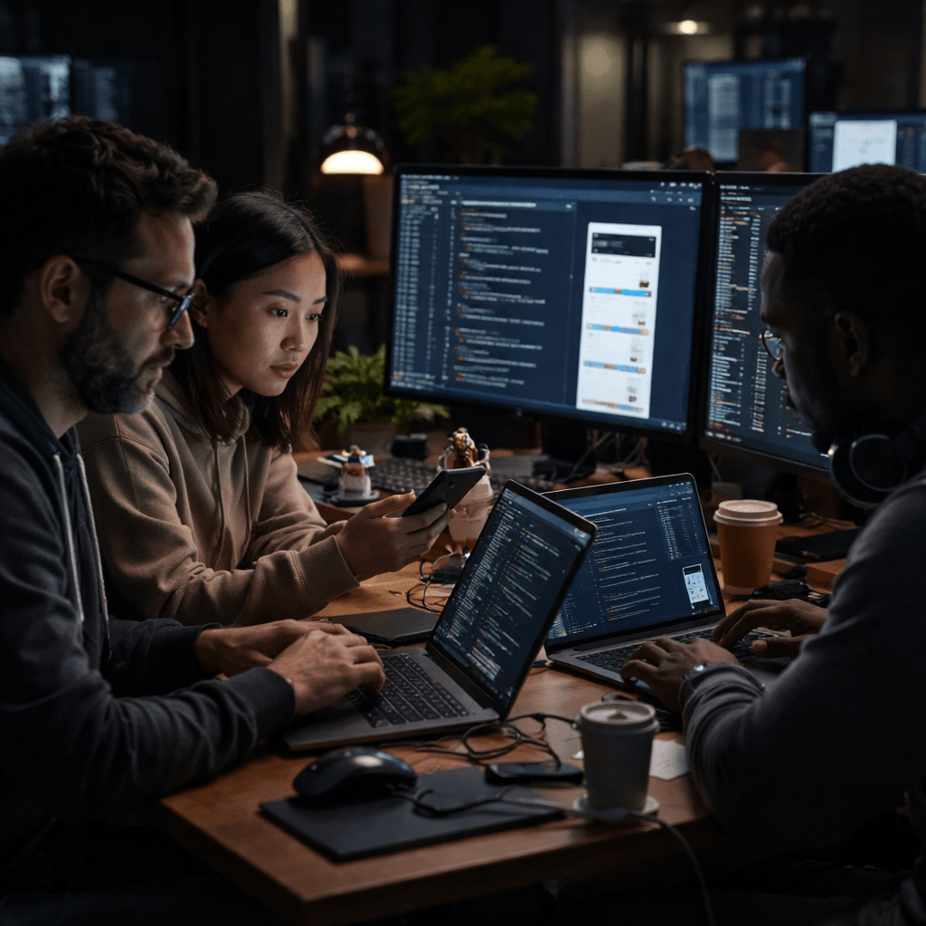 mobile app development across multiple platforms with frameworks like React Native and Flutter